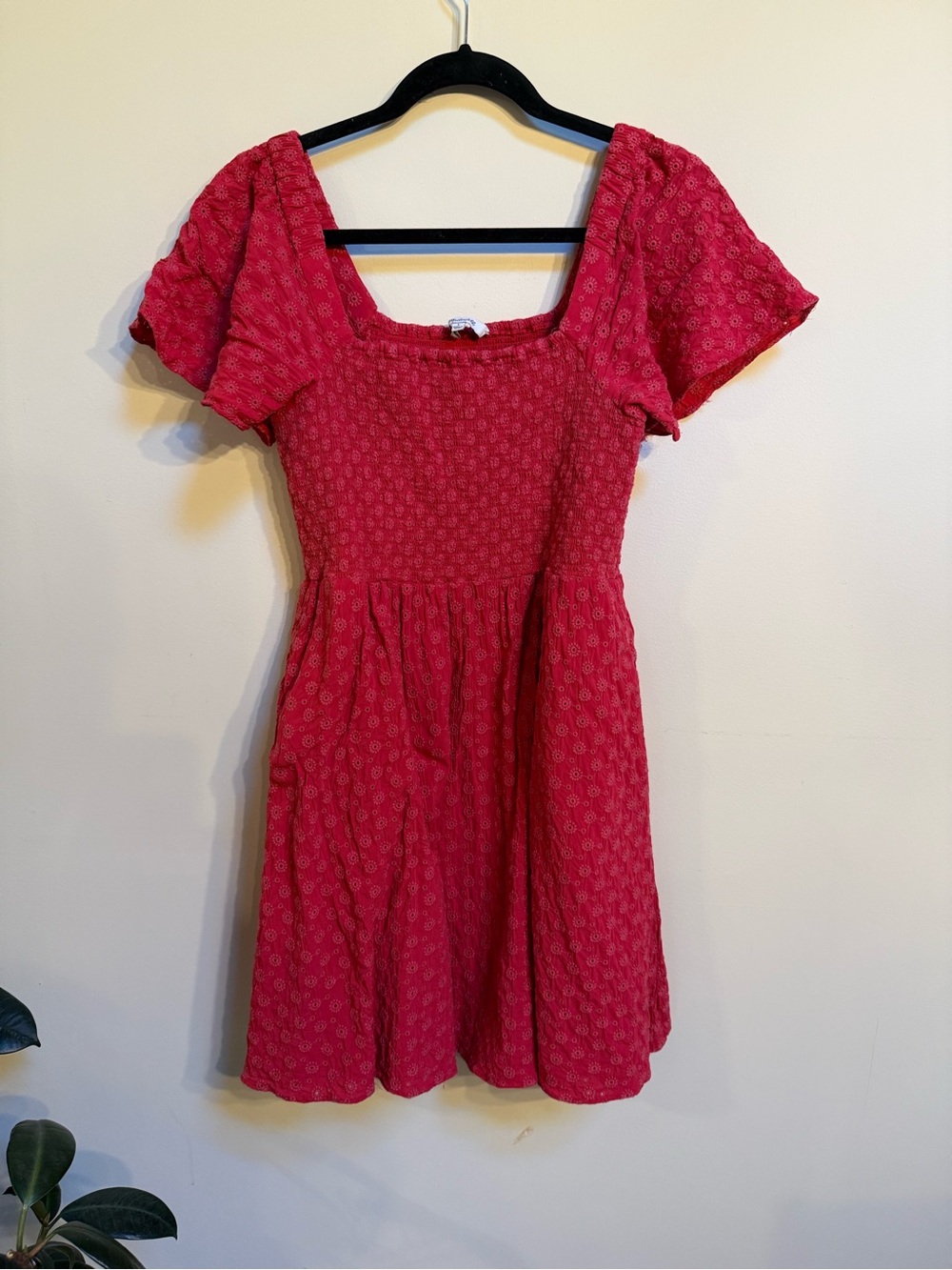Madewell Red Square-Neck Mini Dress